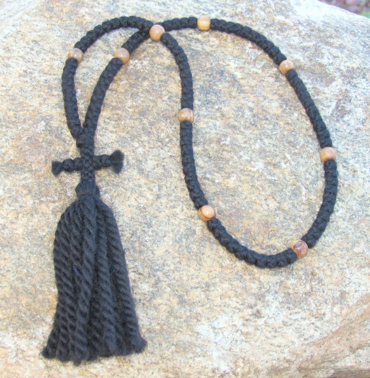 33 knots Blue Orthodox Prayer rope Plain chotki with Cross bead