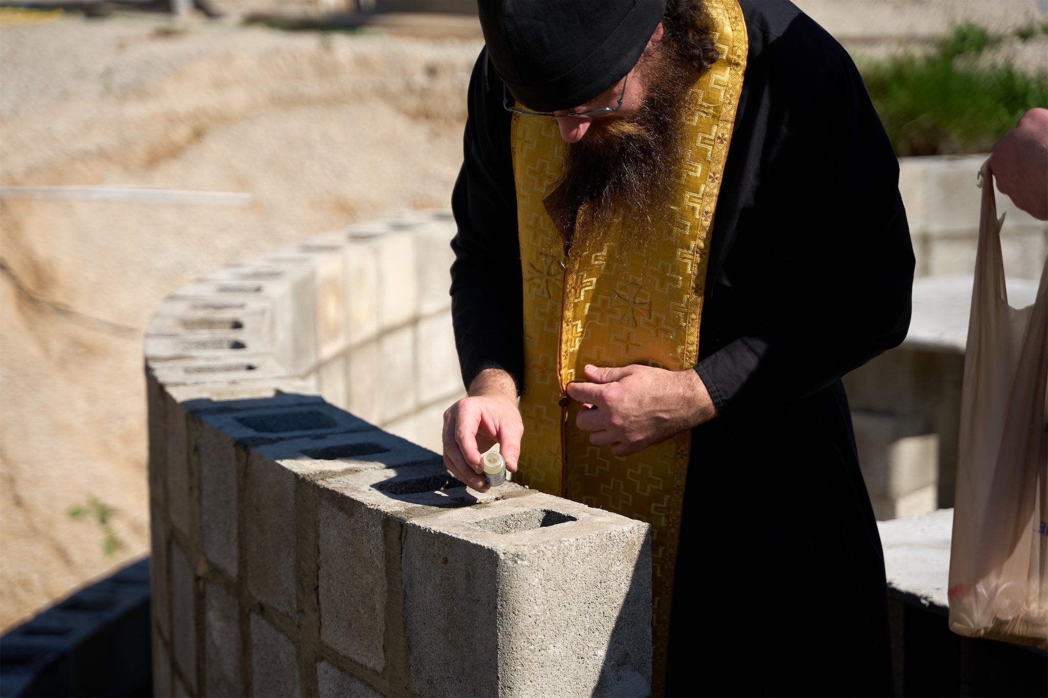 Future Bell Tower Blessed with Holy Oils and Sacred Soil - Holy Cross Monastery