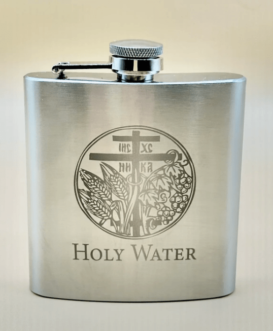 Holy Water Bottle Engraved Stainless Steel - Holy Cross Monastery