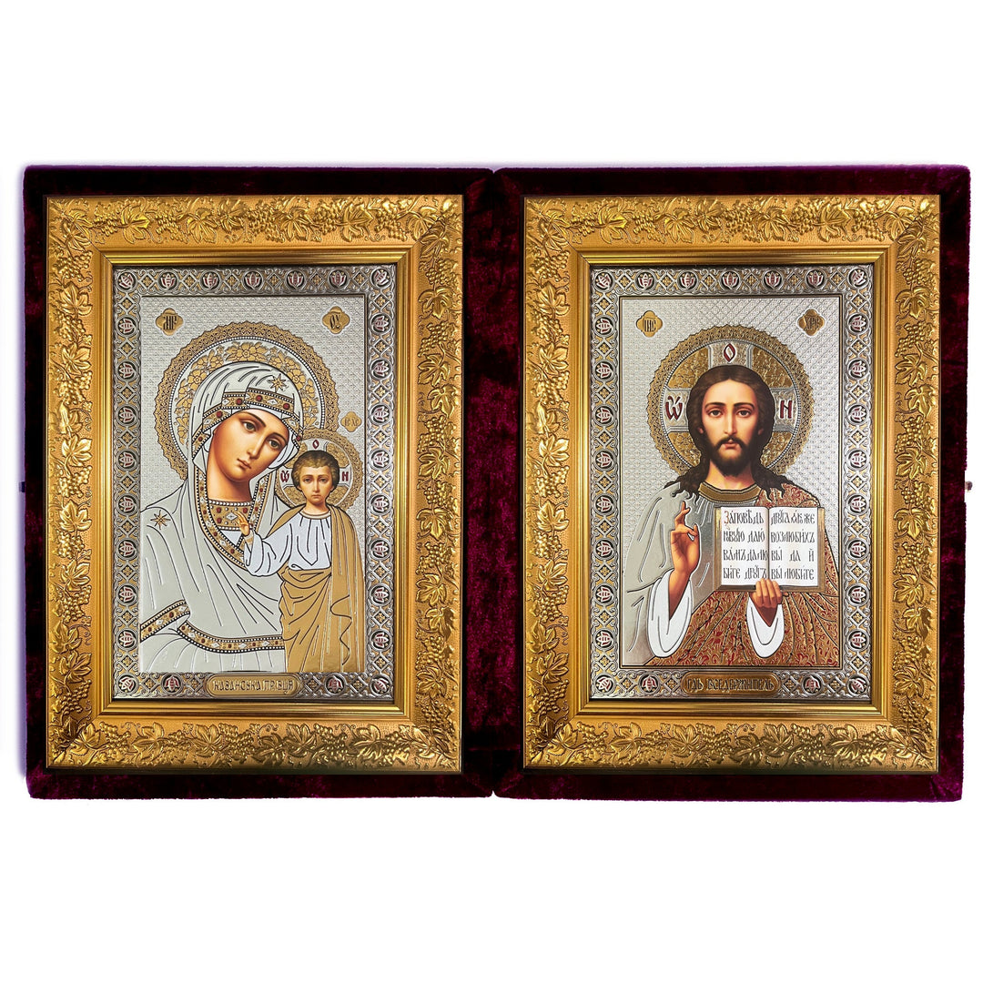 Icon Diptych - Kazan w/ Velvet Case - Holy Cross Monastery