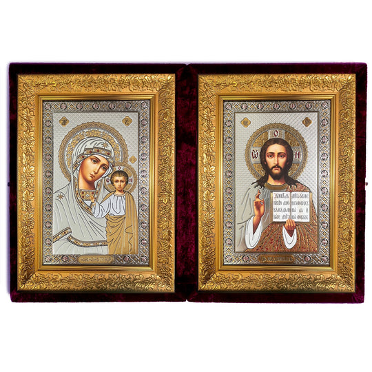 Icon Diptych - Kazan w/ Velvet Case - Holy Cross Monastery