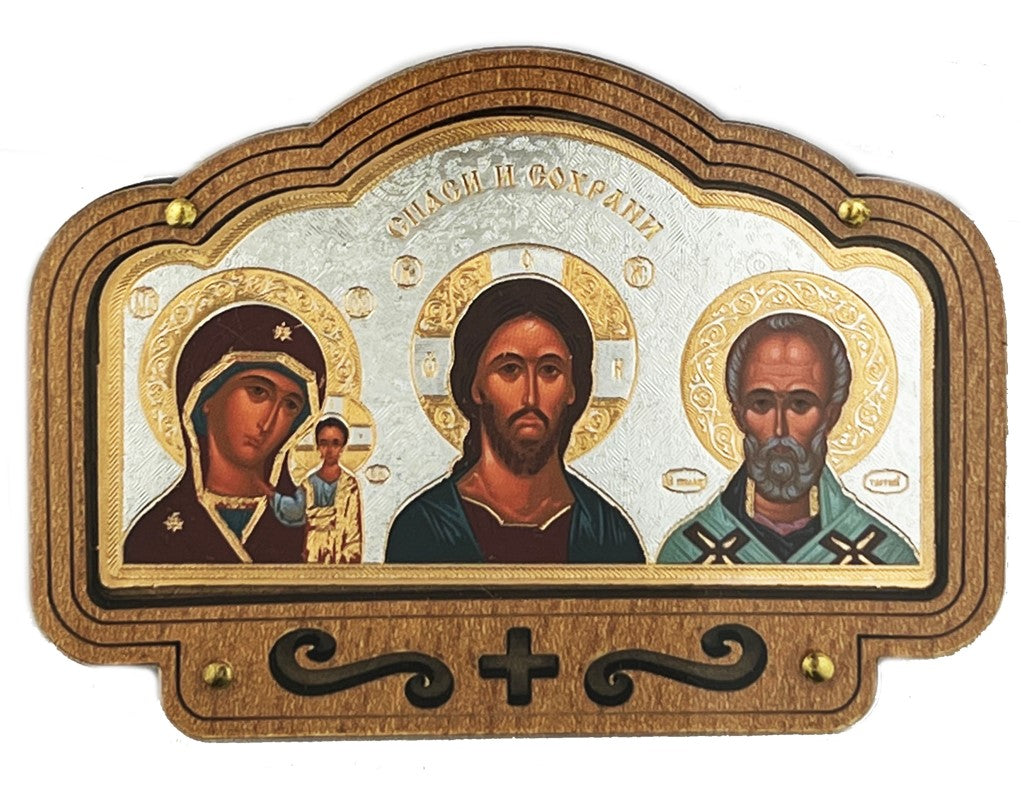 Car Icon (Kazan/Christ/St. Nicholas) - Silver