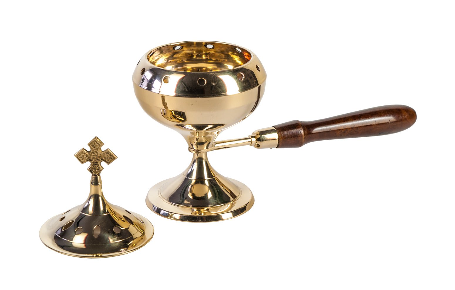 Brass Censer - Wooden Handle - Holy Cross Monastery