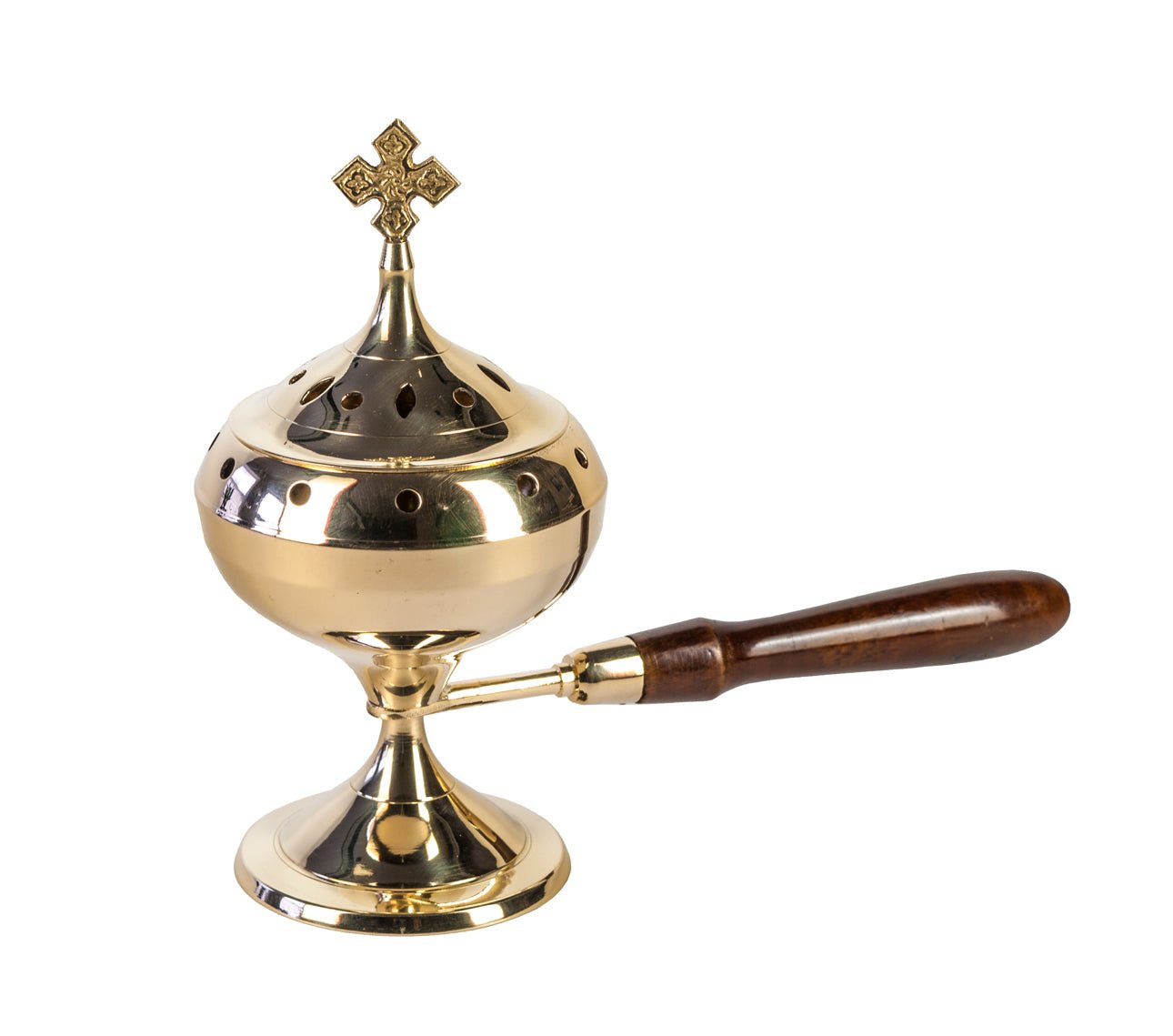 Brass Censer - Wooden Handle - Holy Cross Monastery