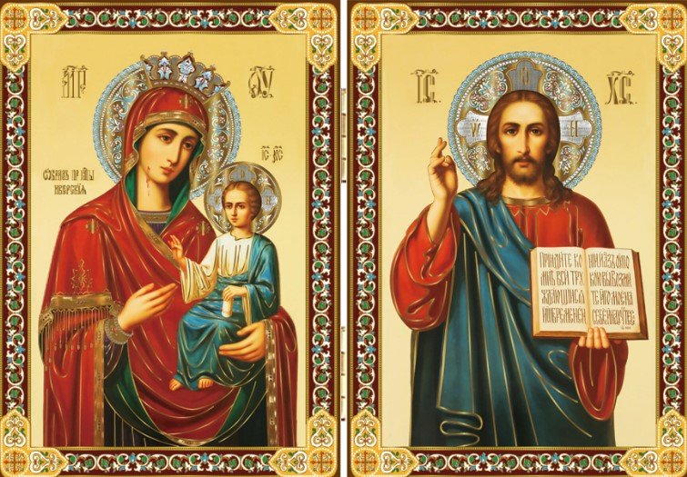 Icon Diptych - Iveron Mother of God & Christ - Holy Cross Monastery