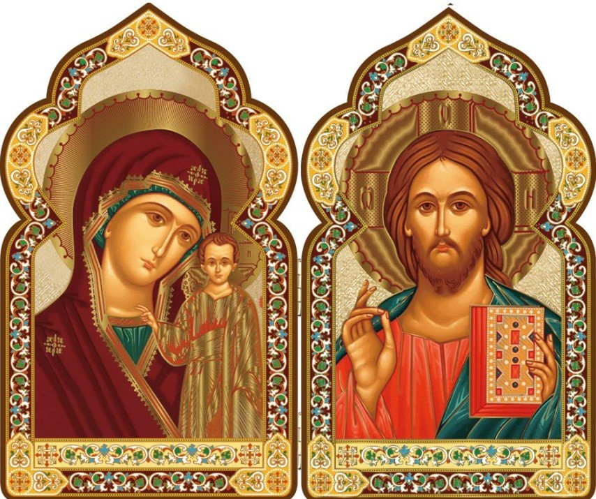 Icon Diptych - Kazan Mother of God & Christ (Byzantine) - Holy Cross Monastery