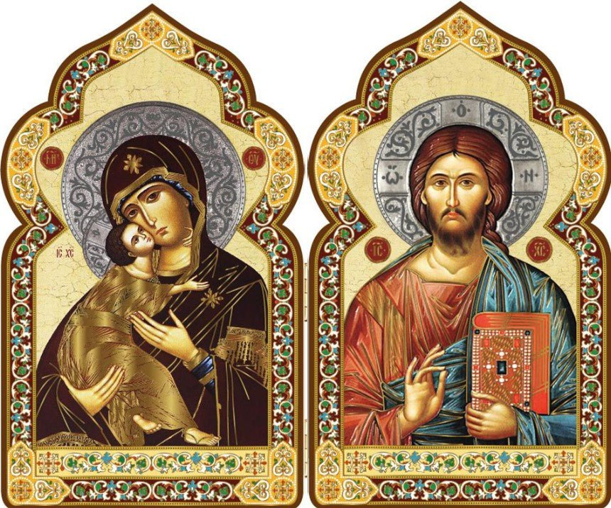Icon Diptych - Vladimir Mother of God & Christ (Large) - Holy Cross Monastery