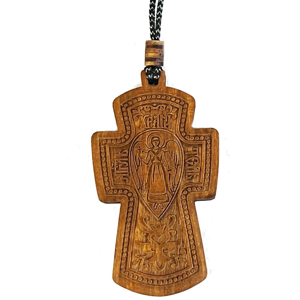 Wooden Car Cross-Crucifix and Guardian Angel - Holy Cross Monastery